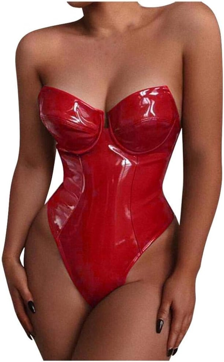 Babydolls, nachtjaponnen & negligés dames Sexy jumpsuit bodysuit ondergoed nachtkleding lingerie vrouwen pure mesh lingerie-Red_L