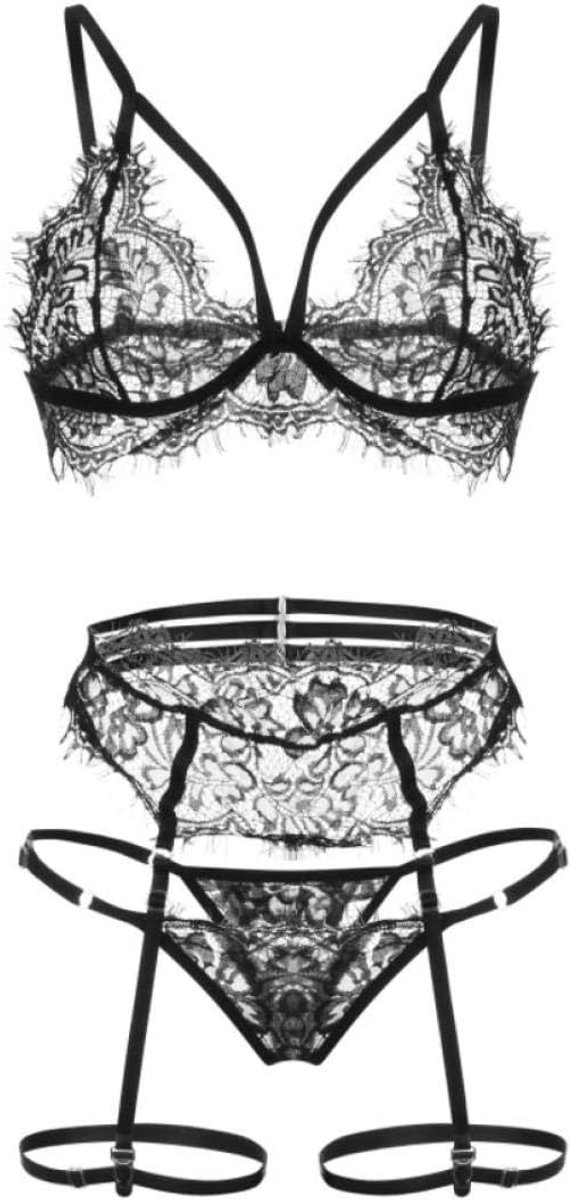 Sexy Lingerie Beha G-String Slipje Verleiding Ondergoed Met Stalen Ring G-string String Erotische Set-Black_XXL
