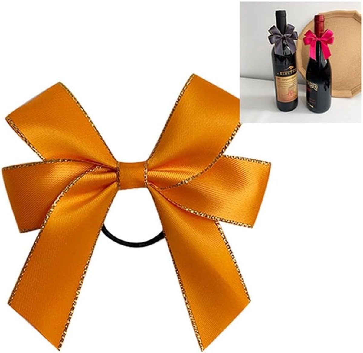Wijnflessen, decoratie, kleine strikken, wijnstrikken met elastiek, 8 cm, satijn, cadeau, strikken, decoratie, hanger, strikken, kant-en-klare strik, vlinderdas, oranje, 10 stuks