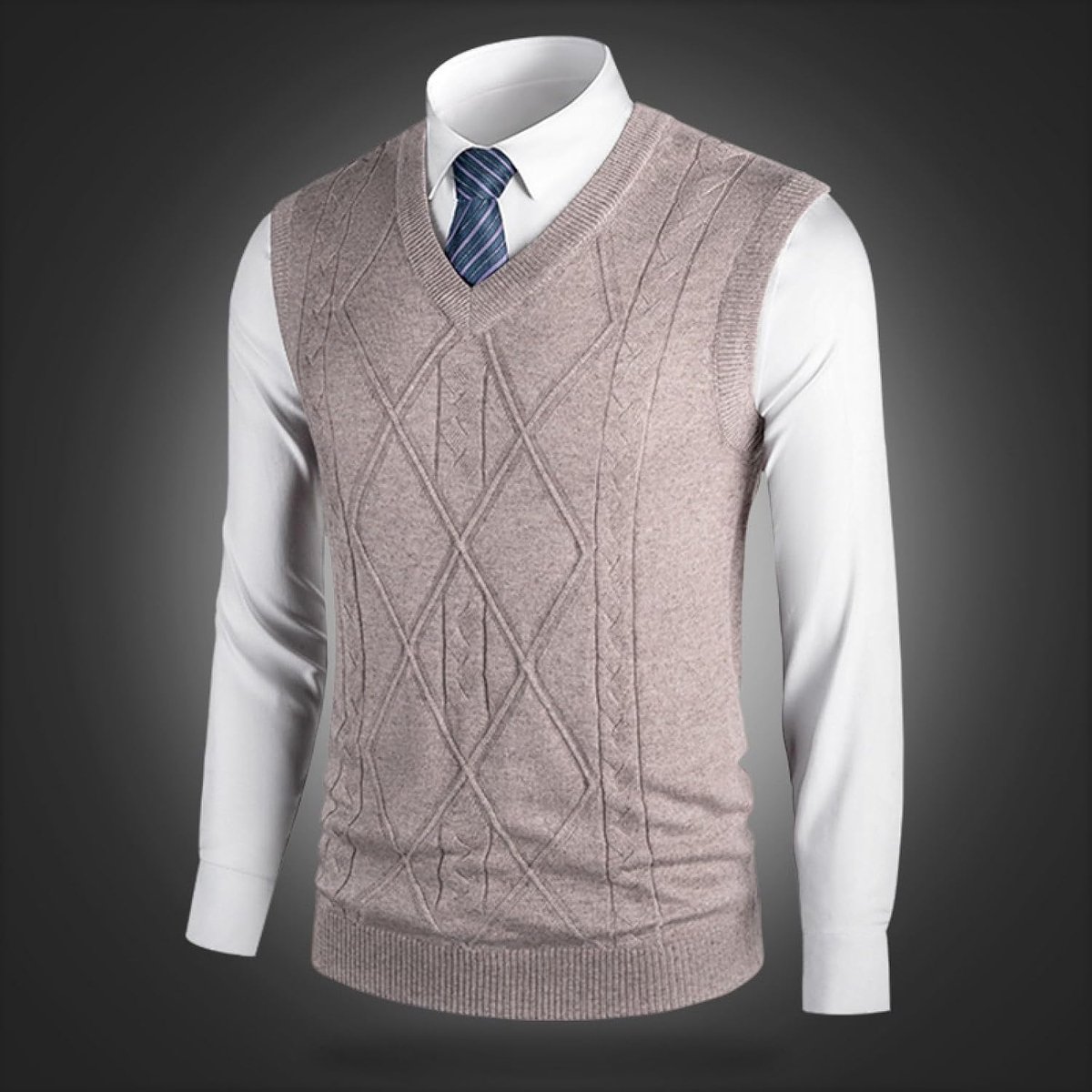 Kasjmier Gemengd Argyle V-Hals Gebreid Vest, Herfst En Winter Klassieke Kleur Bijpassende Casual All-Match Mouwloos Vest Pullover Herenkleding, Gentleman Knitwear Sweater Vest Tank Top