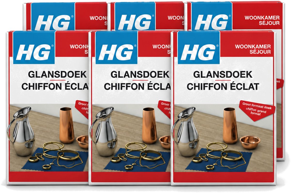 6 x HG - Zilver Glansdoek - Groot Formaat - Optimale Glans - 1 Doek - Voordeelverpakking - 6 stuks