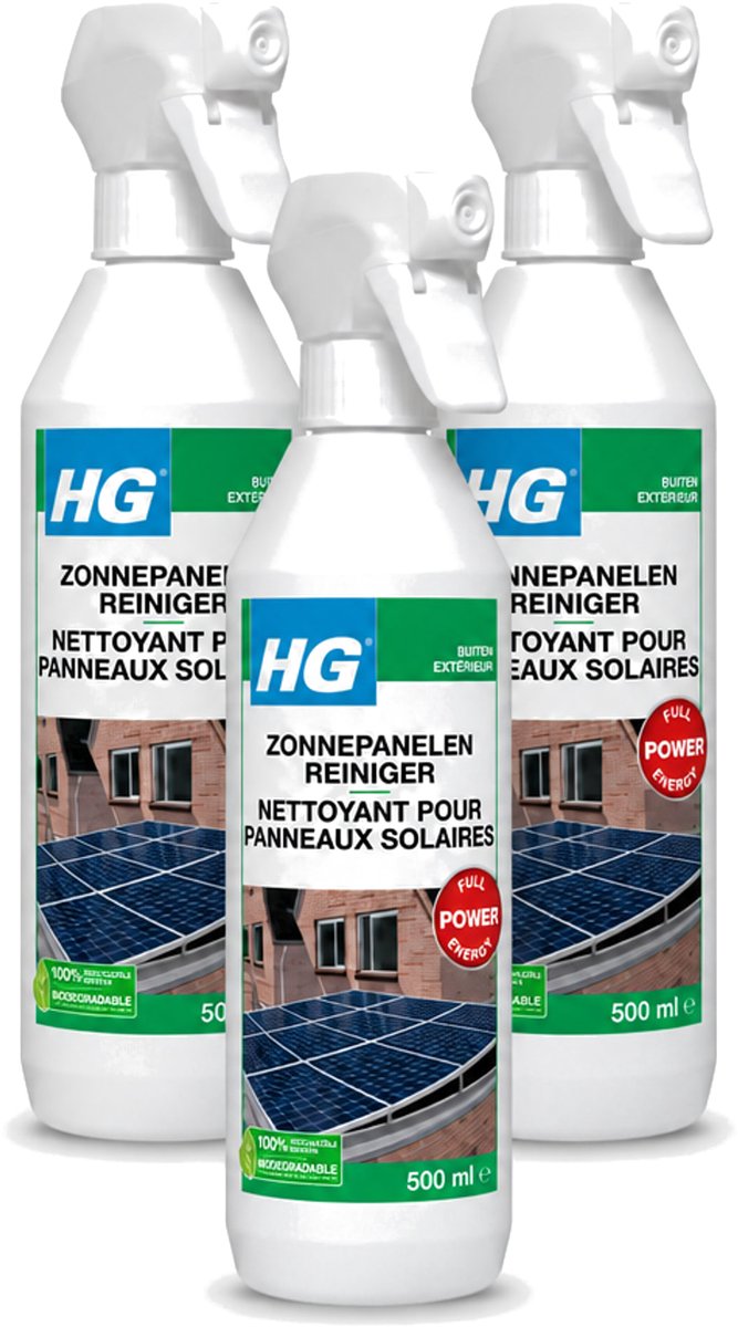 3 x HG - Buiten - Zonnepanelen Reiniger - Vol Energie - 0.5L - Voordeelverpakking - 3 stuks