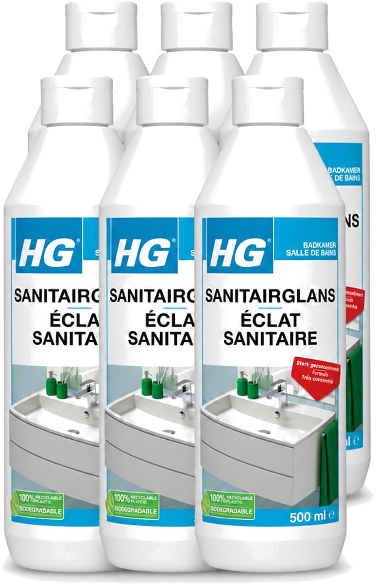 6 x HG - Badkamer - Badkamerreiniger - Extra Glans - Sterk Geconcentreerd - 500 ml - Voordeelverpakking - 6 stuks