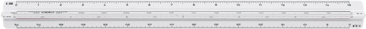 M+R - Schaalstok 30 cm - Ingenieur - 1:500 1:1000 1:1250 1:1500 1:2000 1:2500 - MR-16300090