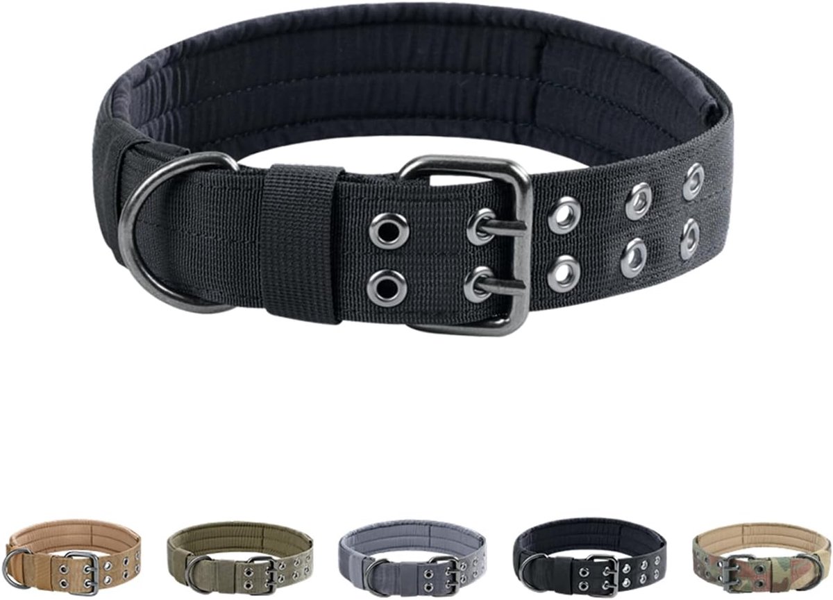 EXCELLENT ELITE SPANKER 1.5" Width Military Dog Collar Adjustable Metal D-Ring & Buckle Work Collar for Medium Large - ShopVlot