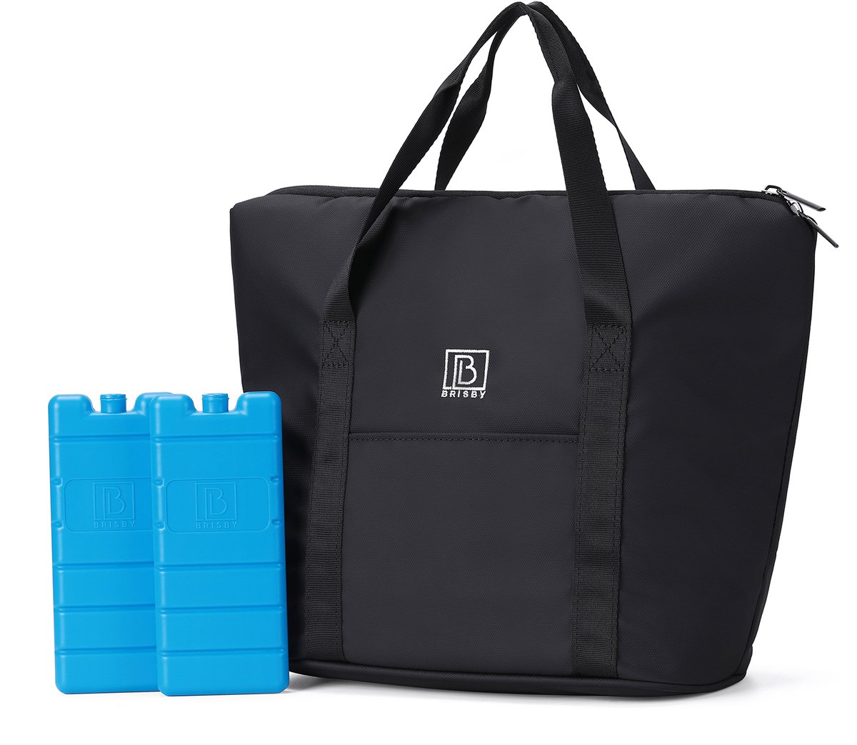 Brisby Koeltas Lunchtas 9L – 4-Laags Geïsoleerd – Inclusief 2 Koelelementen – Waterafstotend – Voor Werk, School & Onderweg - Zwart