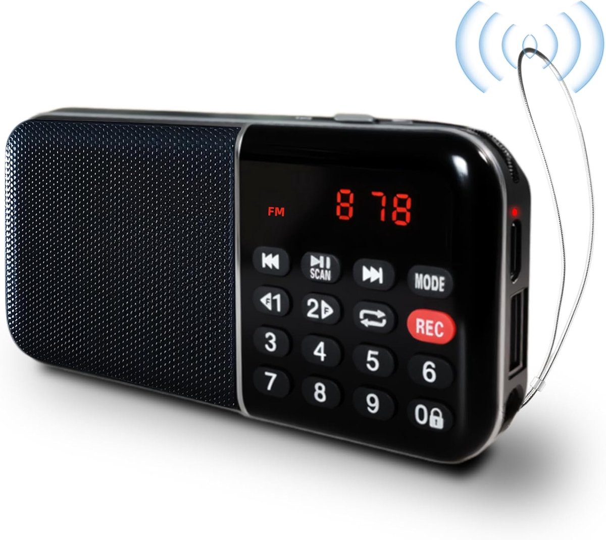 Portable Radio, Mini FM Radio with Automatic Sweep, Built-in Rechargeable Battery and MP3 Playback via USB Stick/TF - ShopVlot