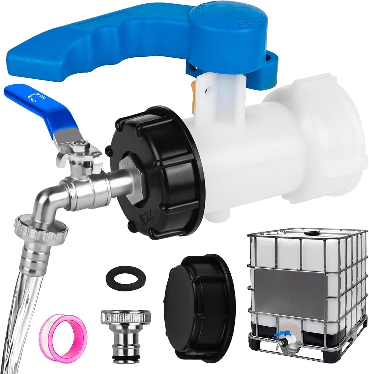 IBC Adapter met Kogelklep DN40 62mm - IBC Container Accessoire - Voorziet in gecontroleerde afvoer van vloeistoffen - ShopVlot