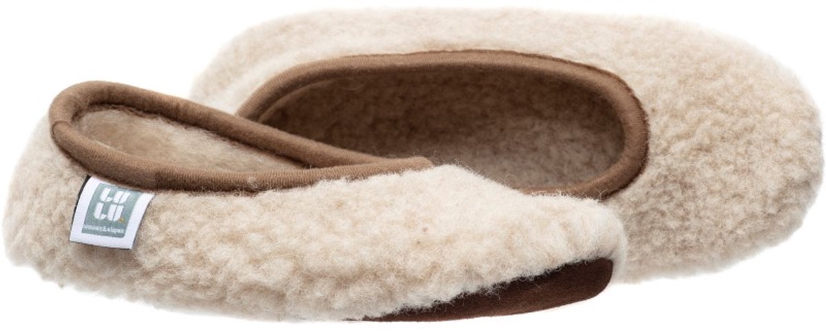 LuLu Ballerina Sloffen Dames - 100% Merino Wol - Suède Antislip Zool - Zand / Beige - Maat 39 -40