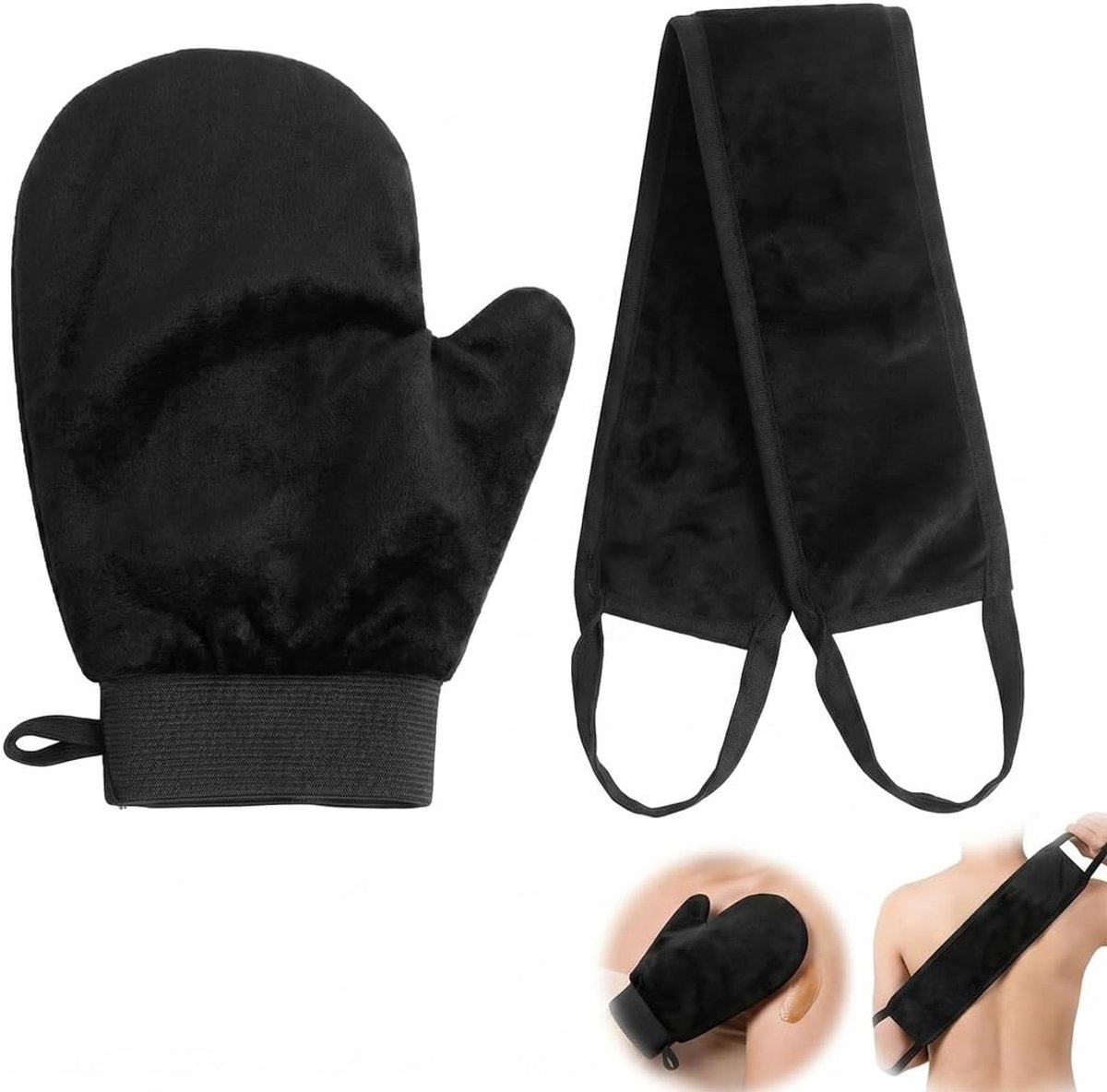 Zelfbruiningshandschoenen set - 2-delig - zwart - ideaal voor streepvrije bruining - ShopVlot