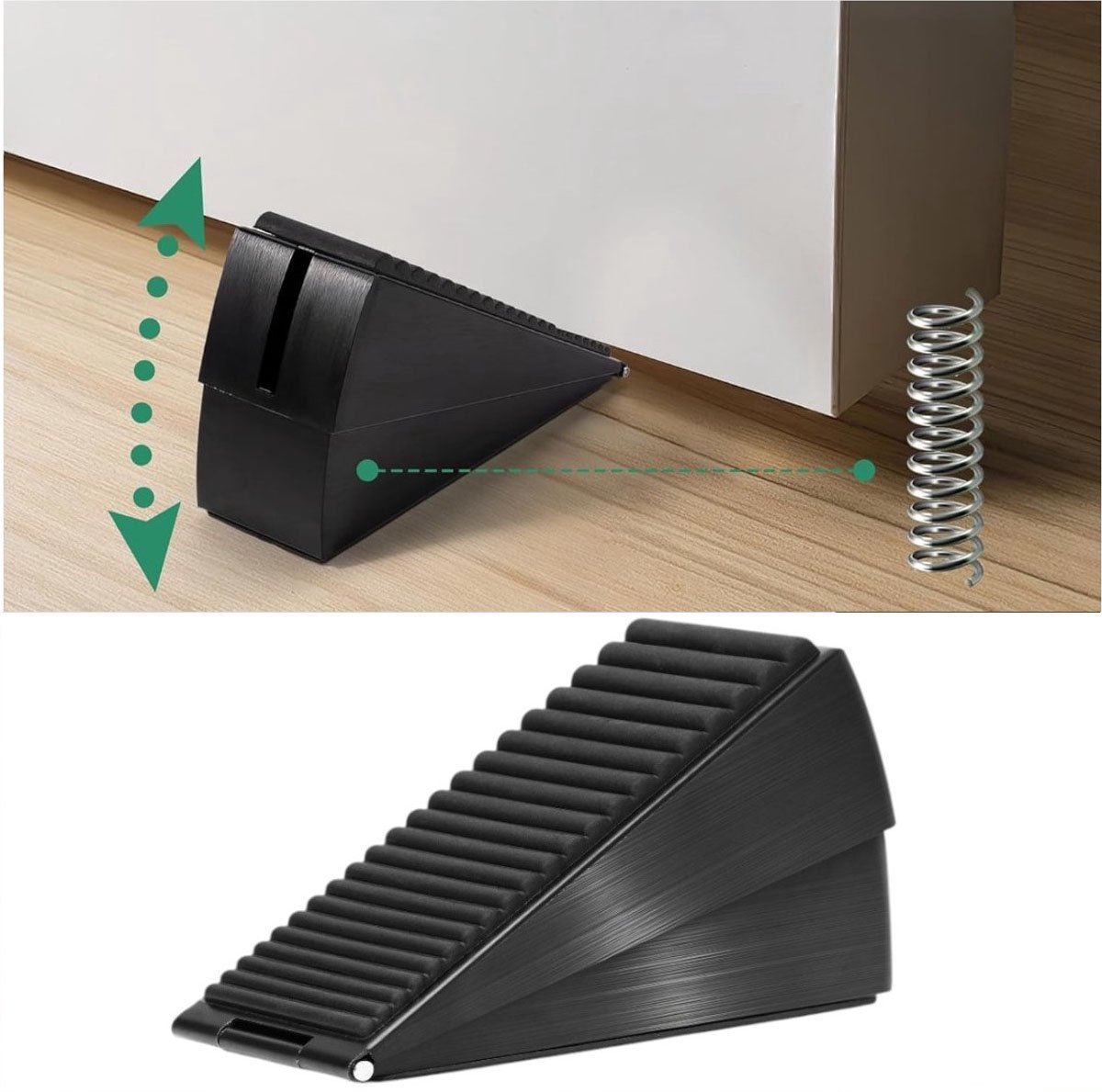 Stevige deurstopper van 304 roestvrij staal, in hoogte verstelbare veerdeurstopper met antislip rubber, geschikt voor zware deuren