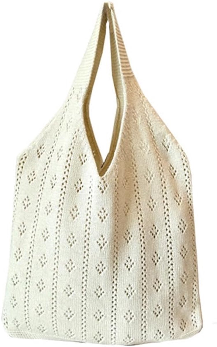 Women's crochet tote bag, lightweight and soft, fashionable casual knitted shoulder bag, mesh crochet beach bag - ShopVlot