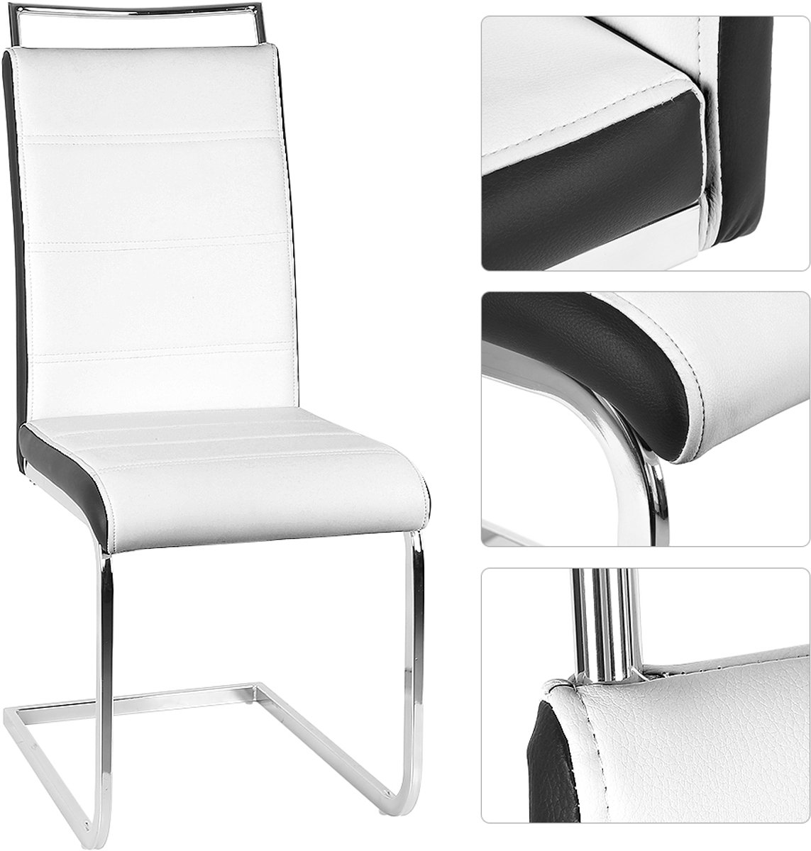 PIPIPOXER Eetkamerstoel - Buisframe Stoel - Set van 2 - Metalen Frame - Industrieel Design - Zwart
