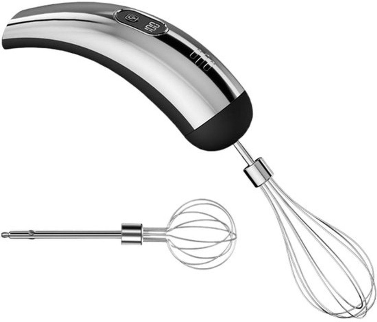 Elektrische handmixer - Eiermixer - keukenmixer - Voor bakken, mixen en kloppen - Draadloos - oplaadbaar - 18 x 5,5 cm - Zilver - zwart