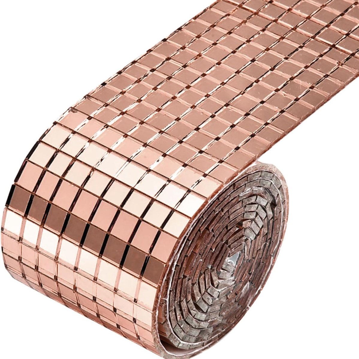 KZQ Zelfklevende Glasmozaïektegels 4 Stuks Roségoud - Mini Vierkante Spiegeltegels 4x100 Cm Voor Thuis, Badkamer, Feestdecoratie En DIY Projecten, Elk Tegeltje 5x5 Mm
