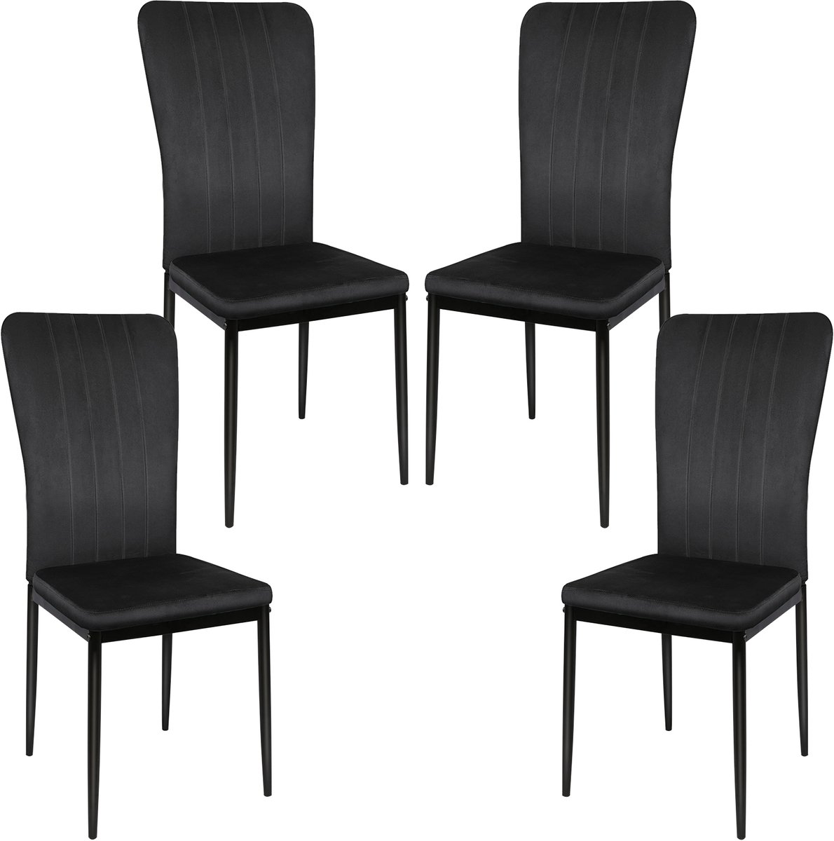 PIPIPOXER Eetkamerstoelen -Set van 4 - Velvet bekleed - Keukenstoel of eetkamerstoel - Zwart