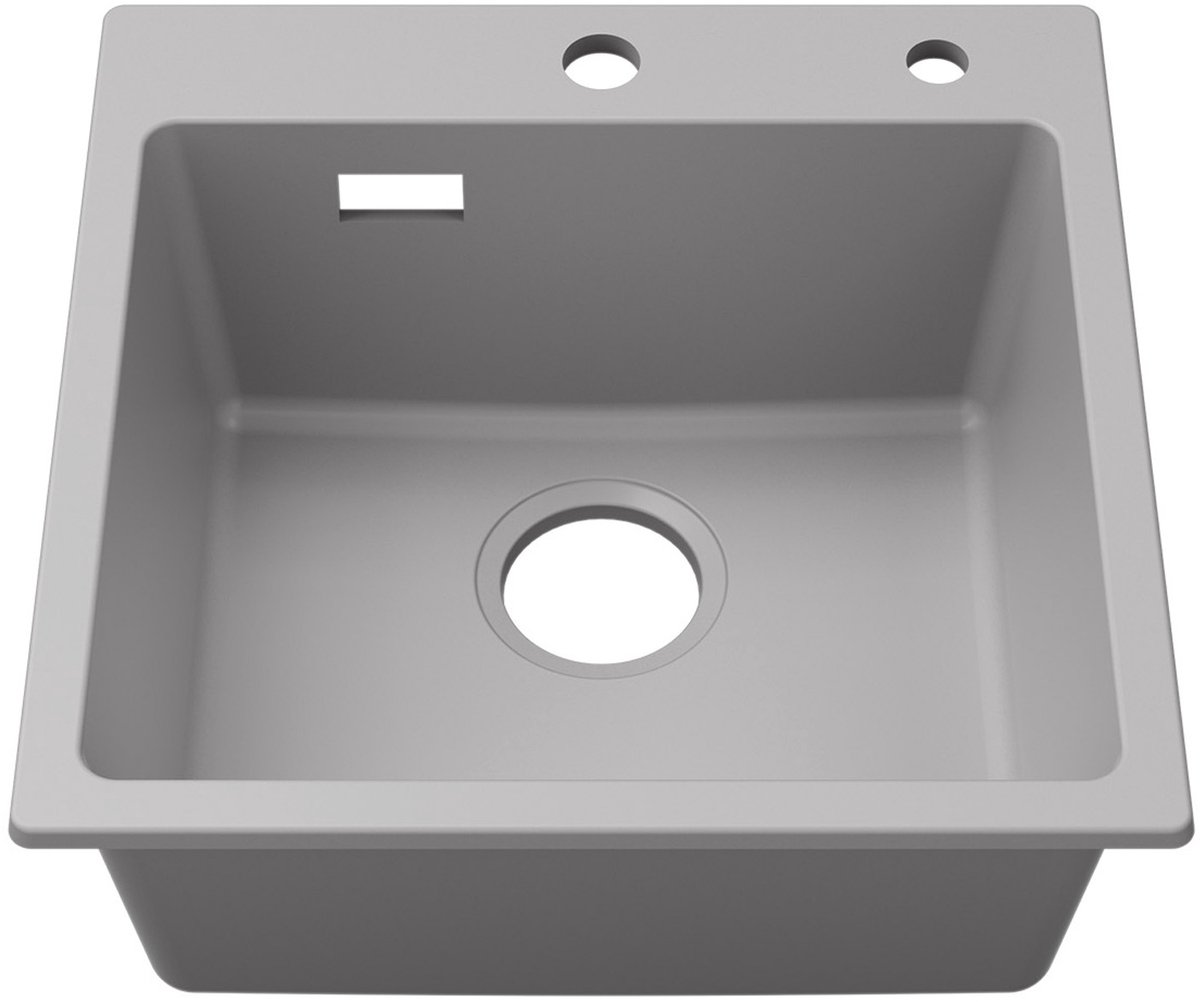 CECIPA Max Spoelbak Keuken 45x45CM - Granieten Spoelbak - Spoelbak Met Kraangat - Spoelbakken Met Afdruip - Grijs