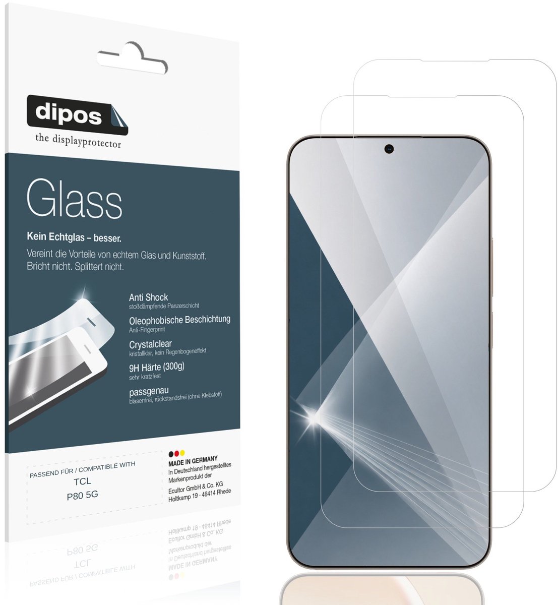 dipos – 2x Pantserfolie geschikt voor TCL P80 5G | 9H Screenprotector