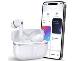 Siltcon® SoundWave Ultra - Oortjes Draadloos - Draadloze Oordopjes - Bluetooth Oordopjes – True Noise Cancelling ANC + ENC - BT 6.0 – Universeel – Tot 50 Uur Batterij - LED Display – 6 Mic - Met APP Voor Instellingen - Geschikt voor iOS en Android