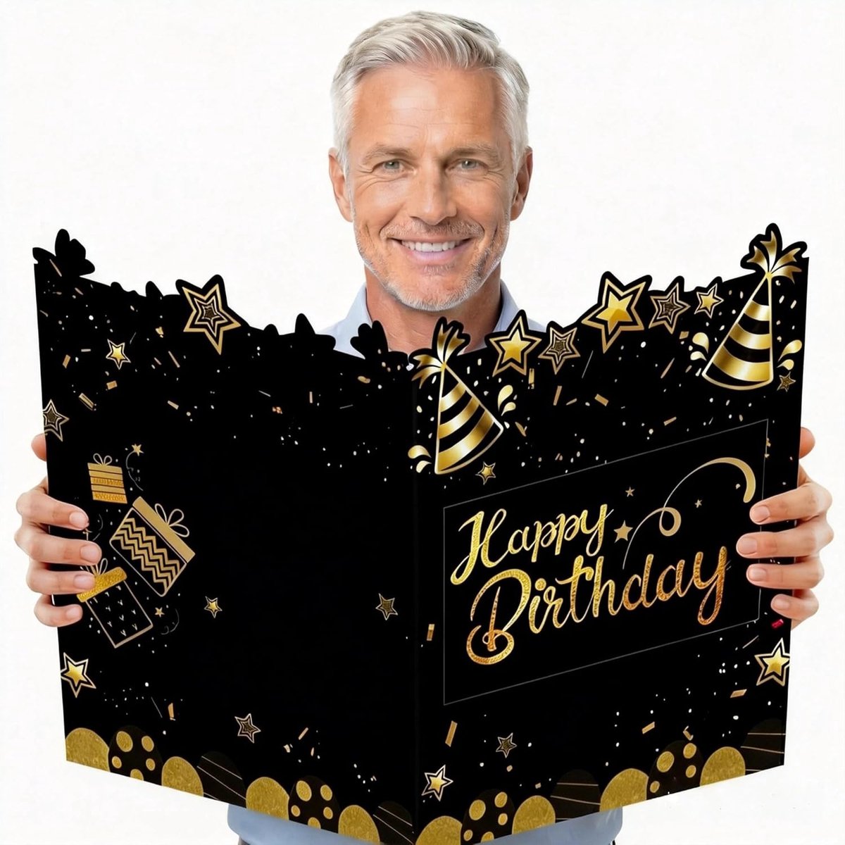 Verjaardagskaart 63 x 40 cm, enorme verjaardagskaart met envelop, Happy Birthday Card Funny, gepersonaliseerd cadeau voor heren, dames, jongens, meisjes, mama, papa, vrienden