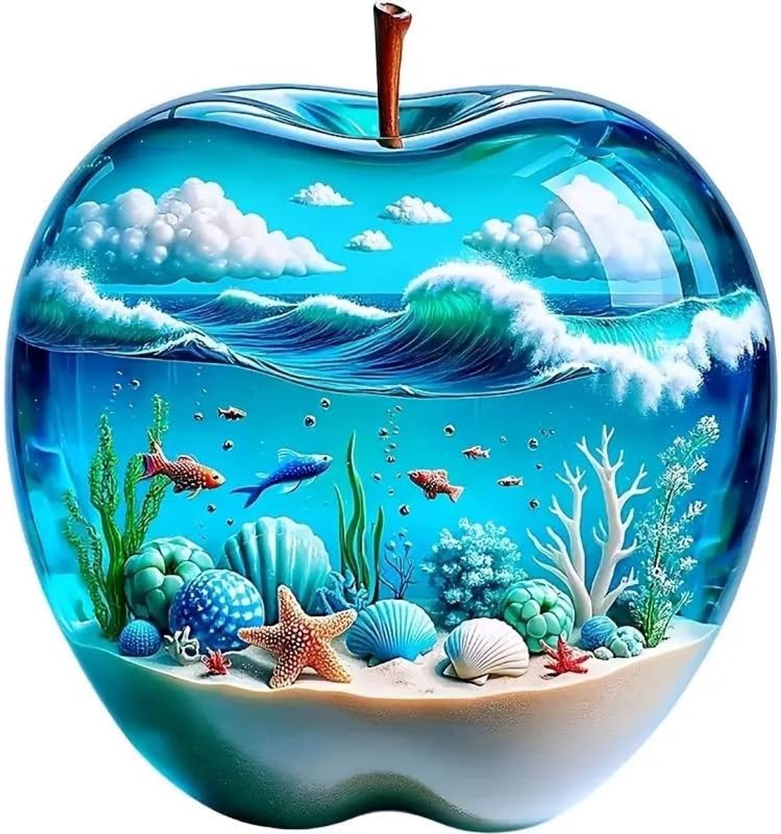 5D Diamond Painting Set oceaan, diamantschilderij voor volwassenen en kinderen, doe-het-zelf, zeelandschappen, schelpen en zeesterren, ronde strassafbeelding voor woondecoratie, muur, creatieve kunst