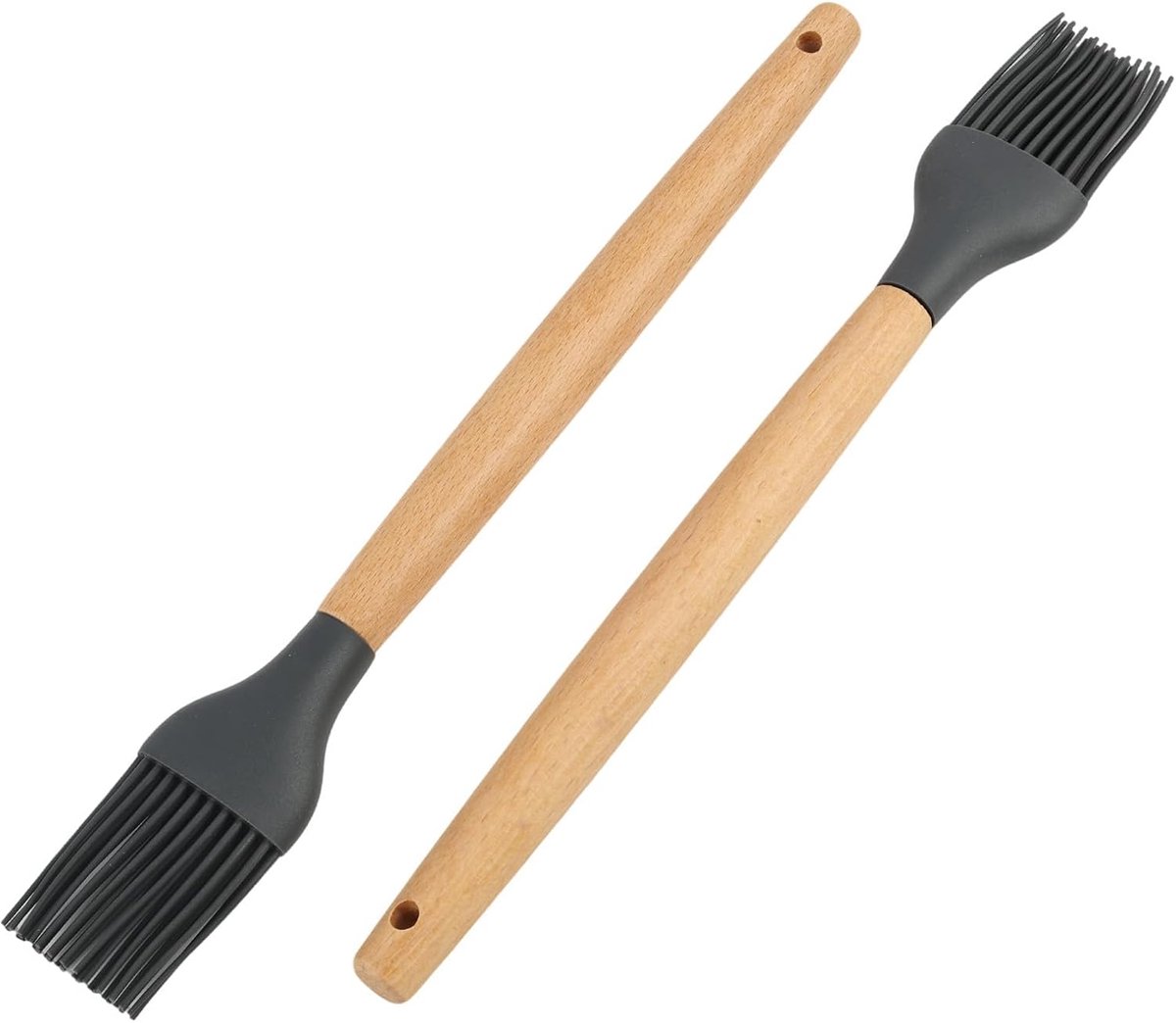 Siliconen, gebak, keukenkwast, set van 2 hittebestendige siliconen bakkwast, lange handgreep, baskwast, hittebestendig, voor BBQ en keuken