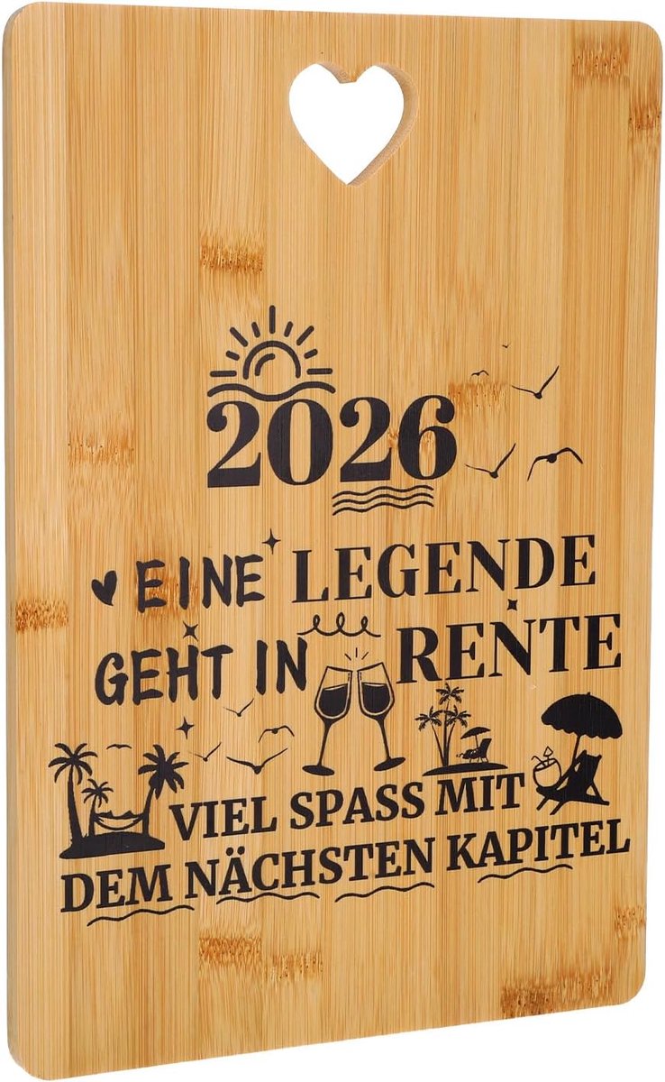 Pensioencadeau, cadeau voor mannen, snijplank van bamboe, cadeaus voor pensioen, vrouwen, cadeaus voor collega's (28 cm x 22 cm x 1 cm, 2026)