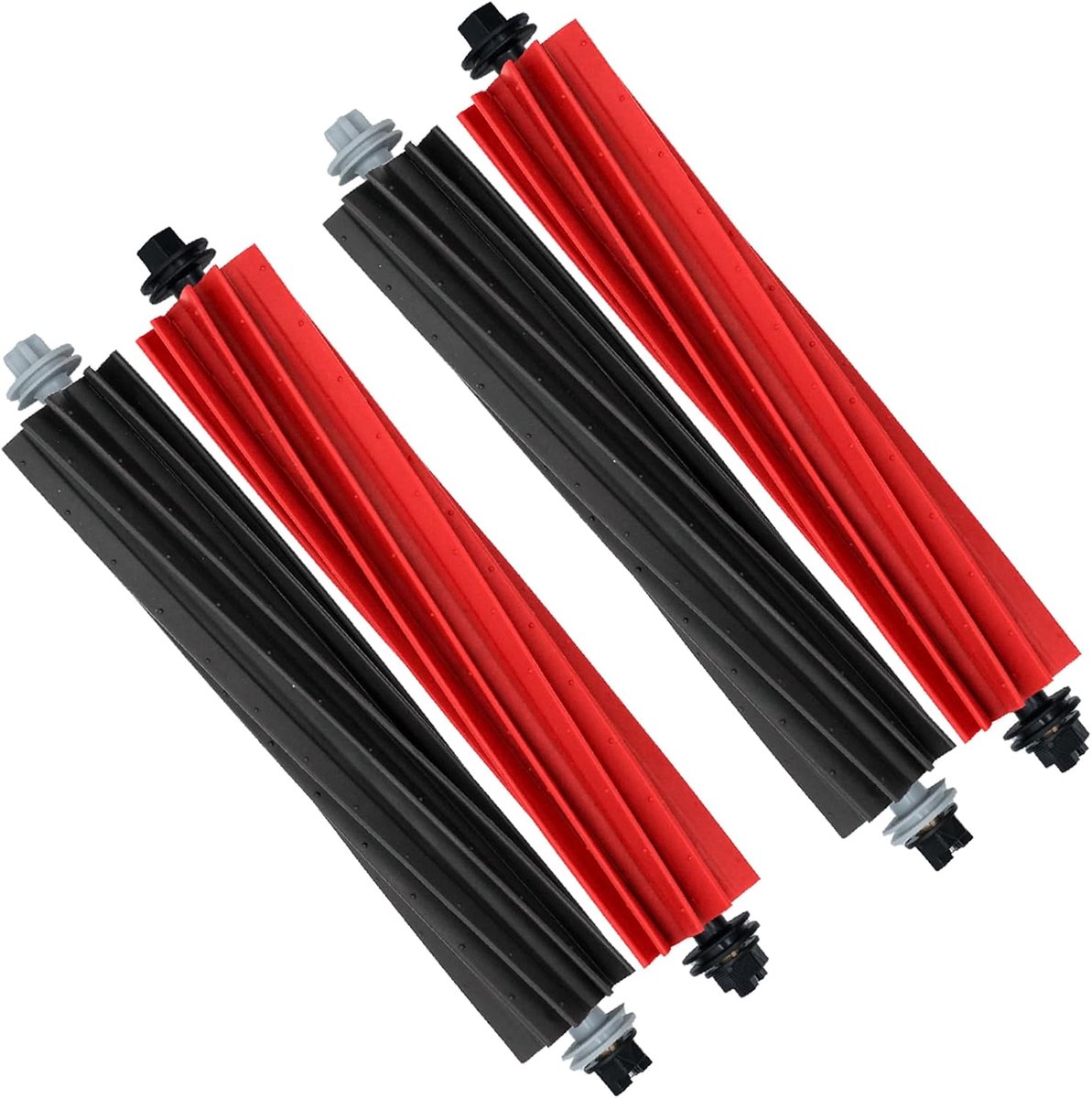 Hoofdborstel voor Roborock S8 / S8+ / S8 Pro Ultra, Q8 Max / Q8 Max+, Q5 Max, Q5 Pro / Q5 Pro+ - DuoRoller rubberen rolborstel, vervangende accessoires, rood en zwart (2 paar)