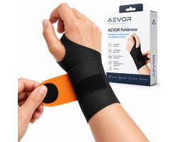 AEVOR® Polsbrace bij Carpaal Tunnel Syndroom en Overbelasting - Elastische Polsbandage van Ademend Mesh - Links en Rechts - One Size - Zwart