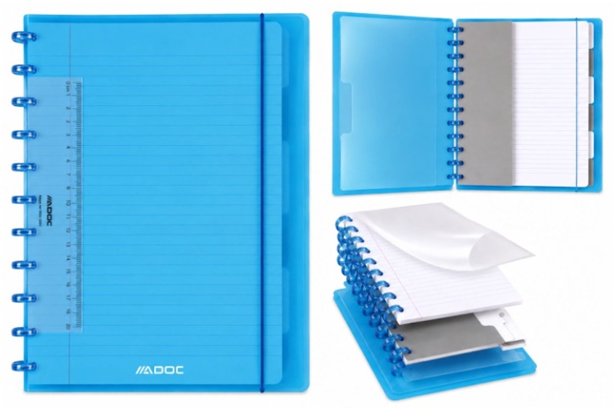 Aurora Adoc Collegeblok - Schrift - Colorlines - A4 - Blauw - Gelijnd - 1 stuk