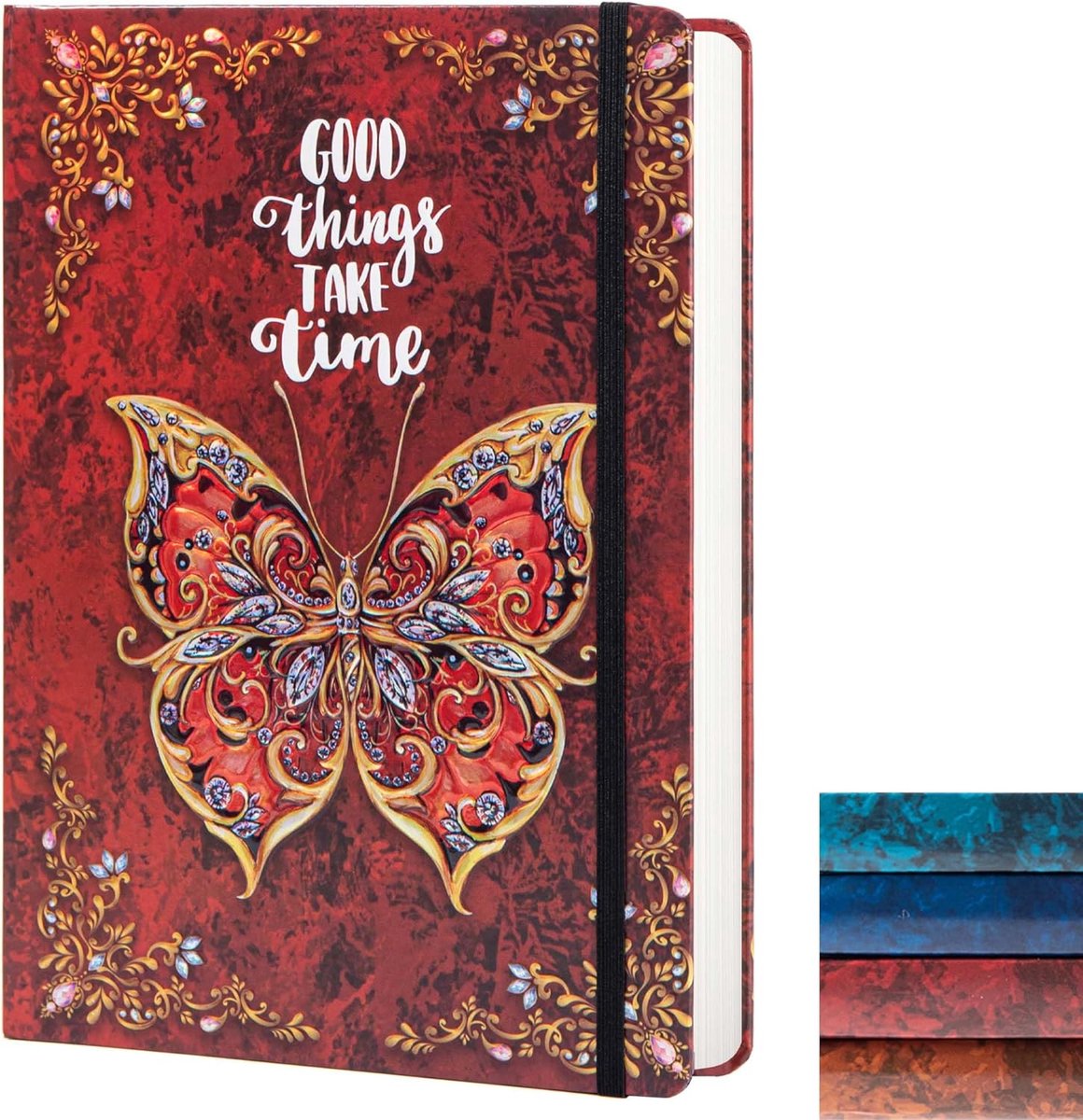 SnelShoppen - Ruled Journal Notebook B5 3D Vlinder Gegraveerd Hardcover Notitieboek met Elastische Sluiting, 192 Lined Pagina's voor School, Kantoor e