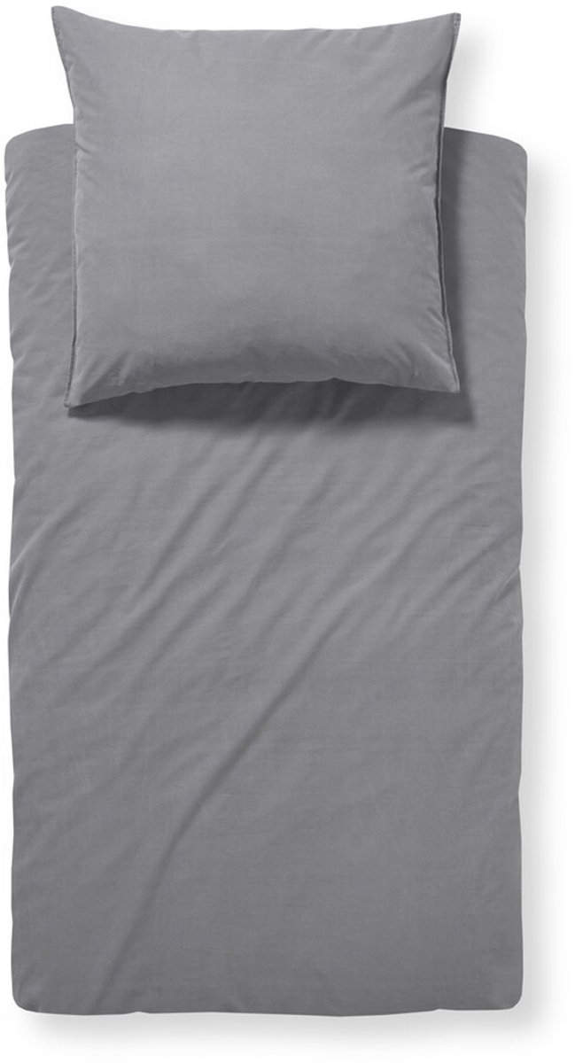Damai Groove 1-persoons dekbedovertrekset 135x200cm flanel grijs + 1 kussensloop 60x70