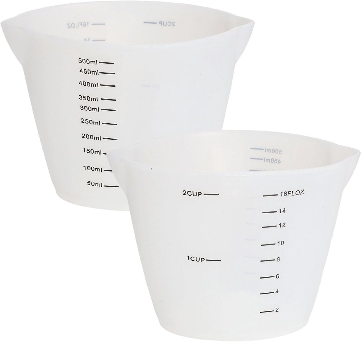 Siliconen maatbekers 500 ml - Set van 2 - Herbruikbaar - Perfect voor knutselen - ShopVlot