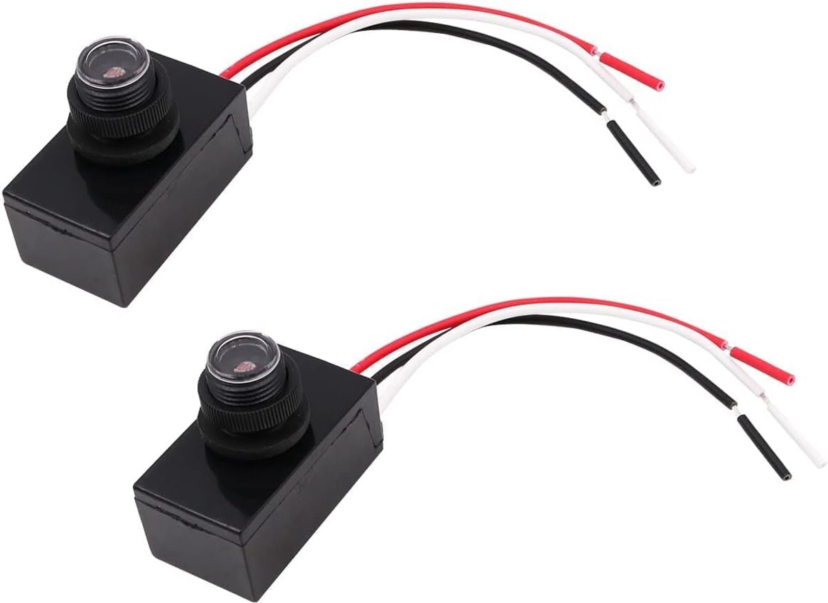 2 Pack Dusk to Dawn Sensor voor Buitenverlichting, 120-277V foto-elektrische schakelaar, zwart, automatisch, optische - ShopVlot