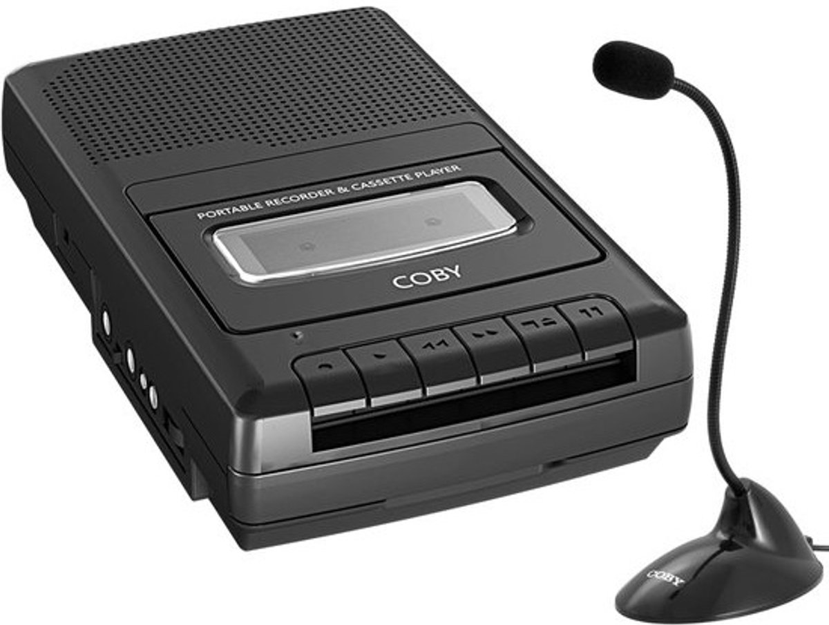 Draagbare cassettespeler - Cassetterecorder - opnamefunctie - Muziek luisteren en opnemen - Ingebouwde microfoon - 14.8 x 25.9 x 5 cm - Zwart