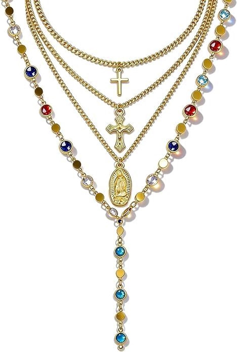 EKKONG 4 stuks gouden halskettingen voor dames, lange Y-vormige halsketting, trendy sieraden, gestapeld voor dames - ShopVlot