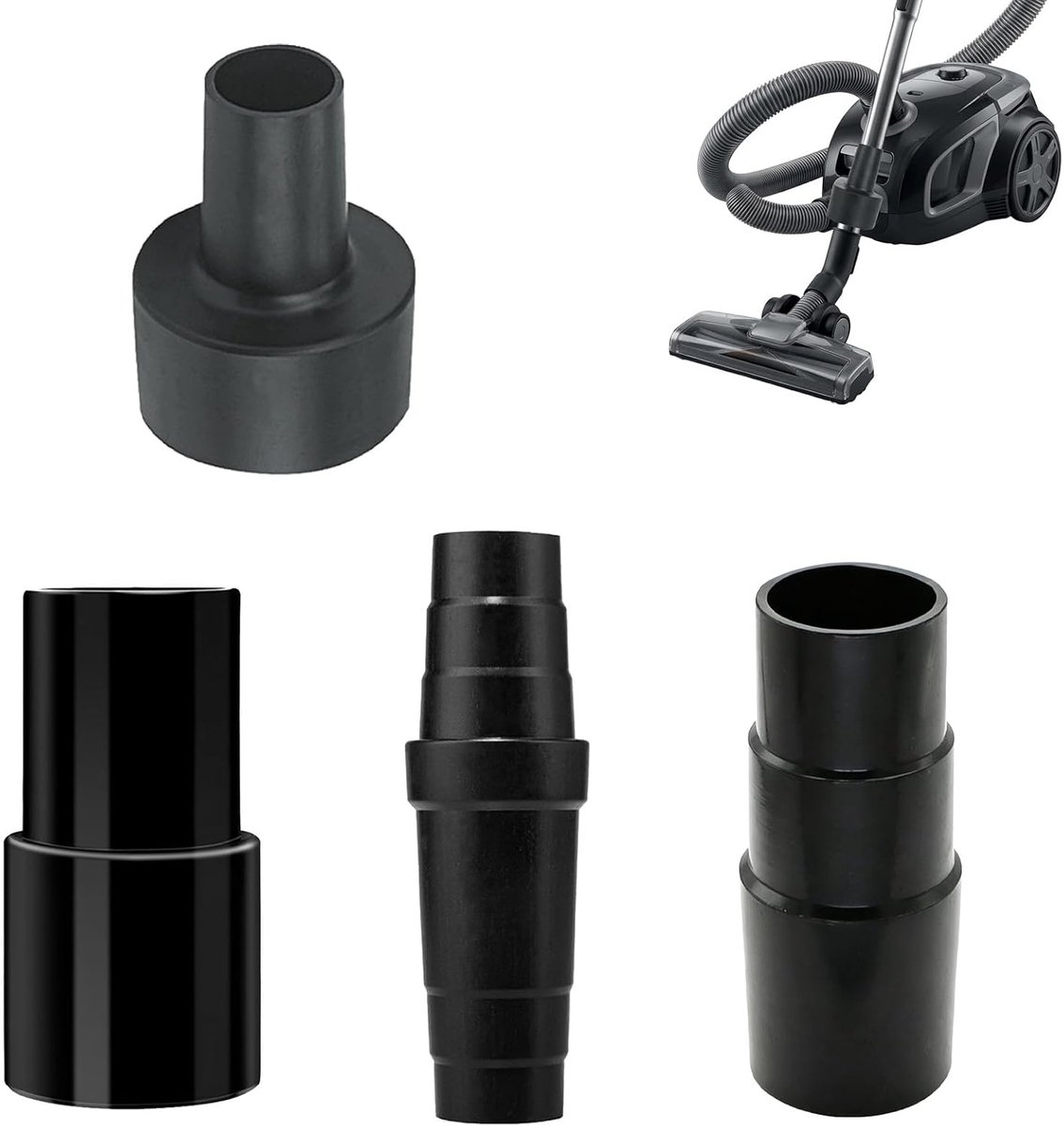 Stofzuiger adapter set 4-delig - Universele kunststof slangadapter - Geschikt voor 3-45mm slang - ShopVlot