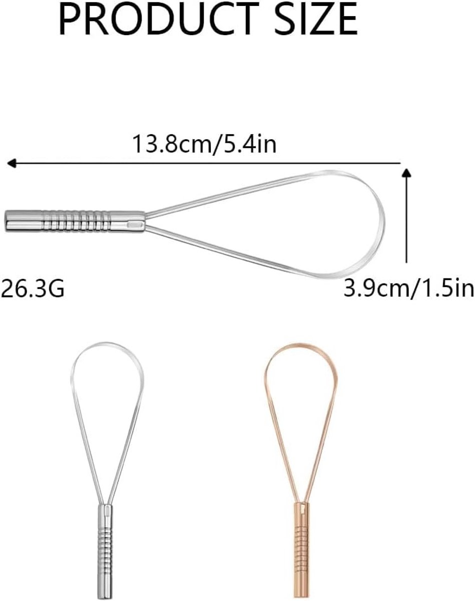 Tongschraper Set van 2 - Roestvrij Staal - Ergonomisch U-vormig - Voor Dagelijkse Mondhygiëne