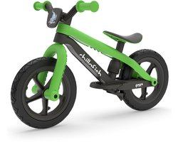 Chillafish Loopfiets 2 jaar met voetsteun en voetrem - Groen - Lichtgewicht loopfiets jongens en meisjes tot 5 Jaar met verstelbaar zadel en 12" RubberSkin banden voor extra grip binnen en buiten - Model BMXie 2