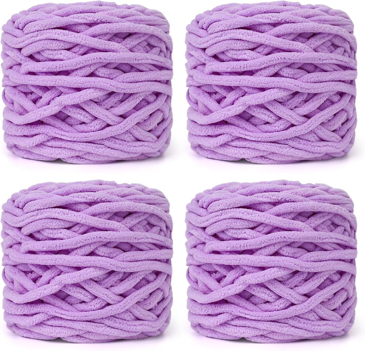 Gebreide Wollen bol, 4 x 100 g, Dikke Wolbol voor Naalden 7-8 mm, Dikke Haakwol, Ideaal Voor Het Breien van Mutsen, Sjaals, Truien en Pantoffels (Lichtviolet)