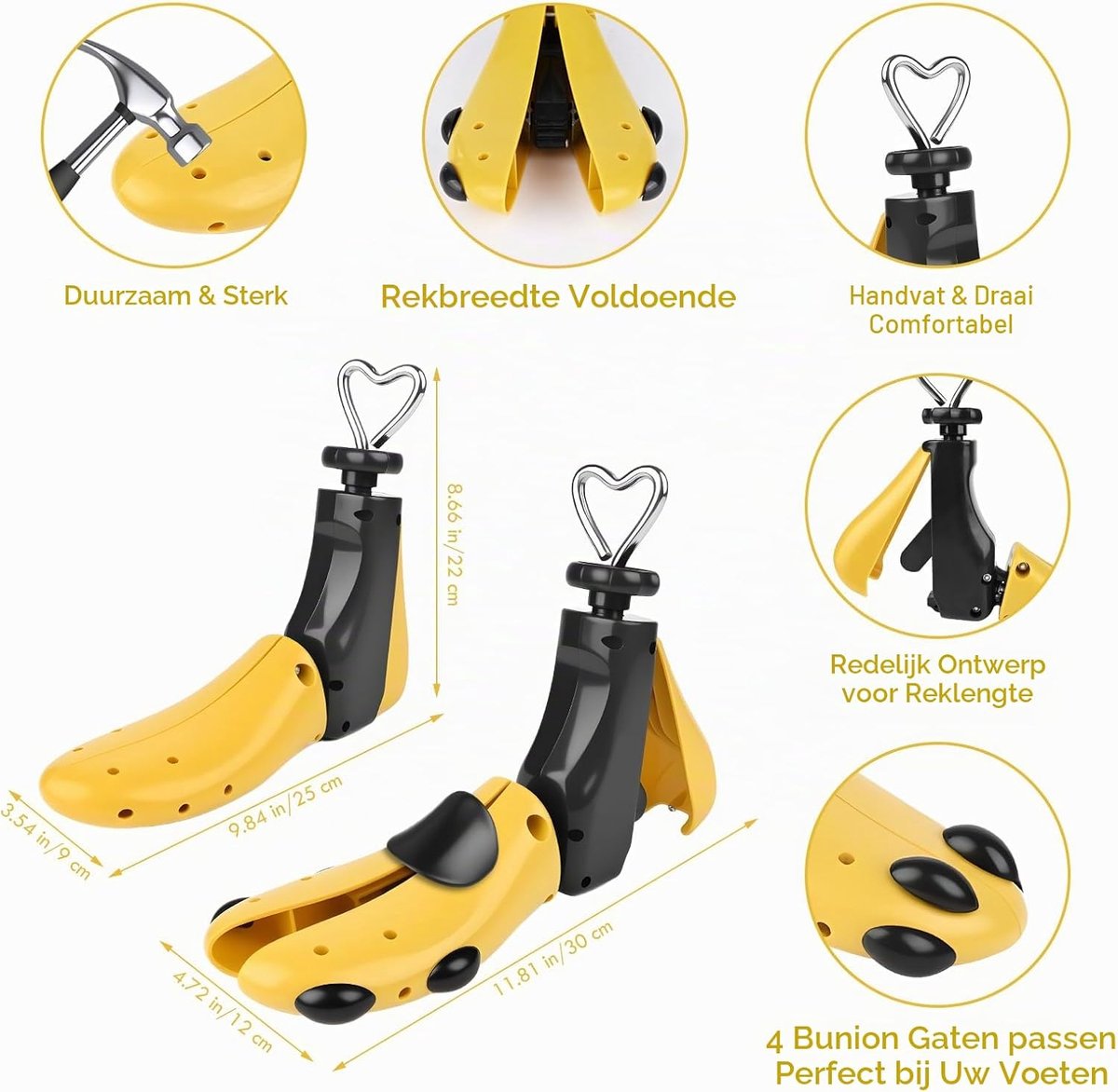Schoenspanners voor heren en dames, 1 paar schoenstretcher maat 40-46, laarsstretcher om te breden, plus schoenlepel, schoenrek, schoenbreedte instelbare lengte en breedte
