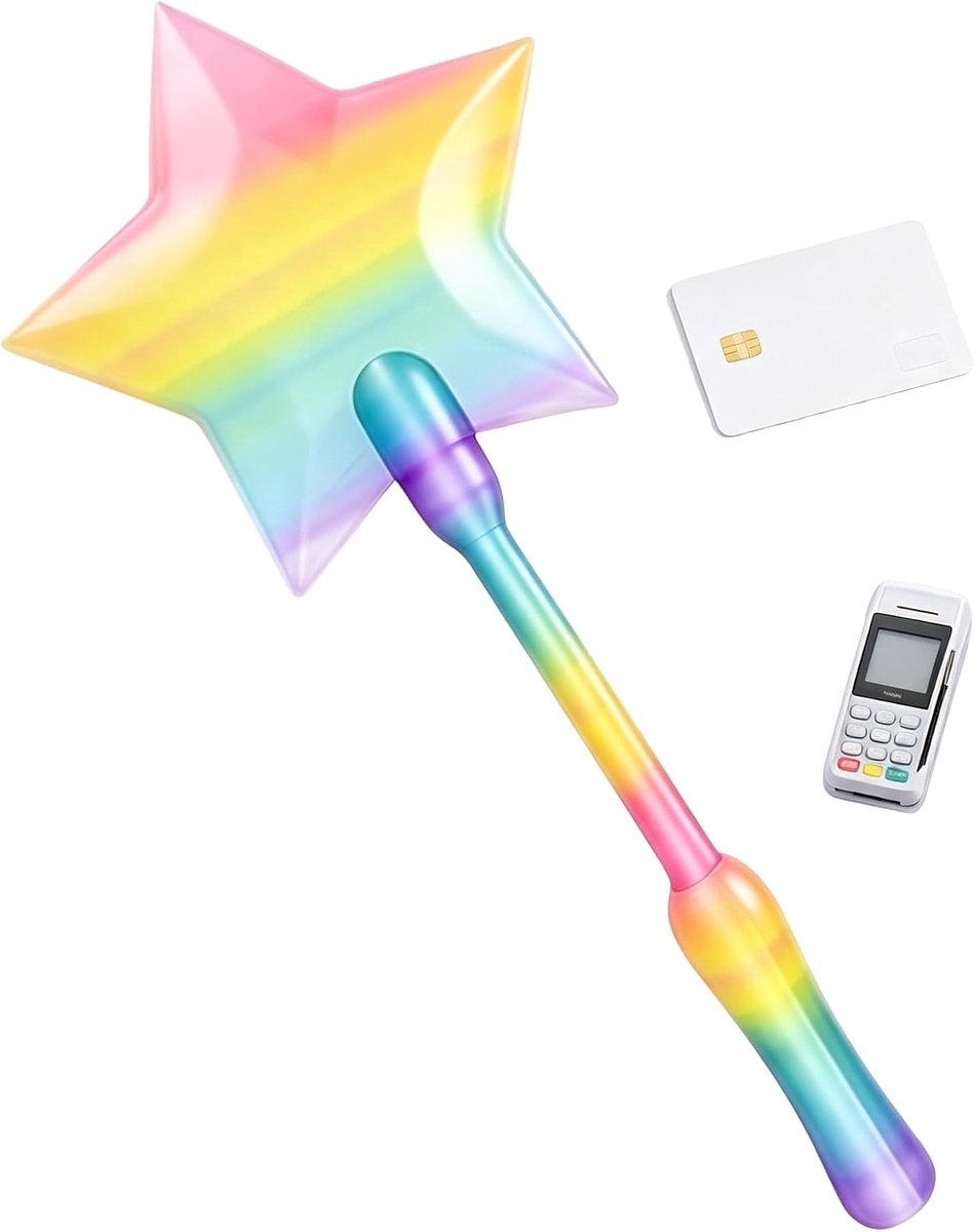 Creditcard, toverstaf ec-kaart, 3D bedrukte creditcard muur Tap to Pay, Fairy Credit Card Houder, 3D gedrukte muur om te betalen, creatieve contactloze betalen kaarthouder