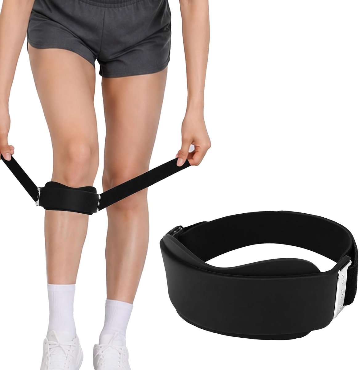 Knieband, Verstelbare Kniebrace met Patellasteun en Siliconen Vergrendelingskussen Ademend en Antislip Geschikt voor Mannen Vrouwen Hardlopen Fitness Fietsen Sportschool