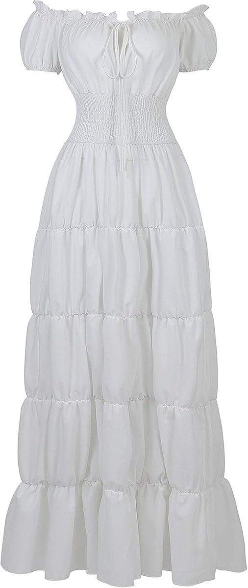 Renaissancekostuum voor dames, middeleeuwse chemise-jurk, boer, Ierse jurk, gesmokte taille, retro jurk, cosplay