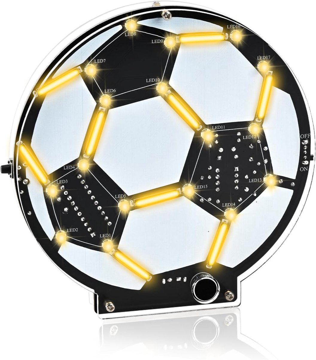 Soldeerkit LED Lamp, DIY STEM Elektronica Kit voor Beginners en Voetbalfans, Geluidsreactief Licht + 5 Lichtmodi, Creatief Educatief Soldeerproject