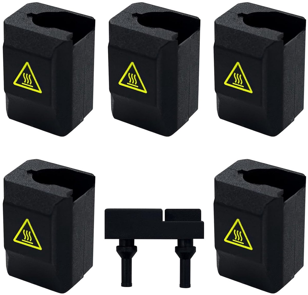 5 stuks Creator 5 siliconen hoezen en 1 stuk mondborstel extruder verwarmingsblok siliconen hoezen mondstuk reinigingsborstel voor Flashforge Creator 5/Creator 5 Pro 3D-printeraccessoires