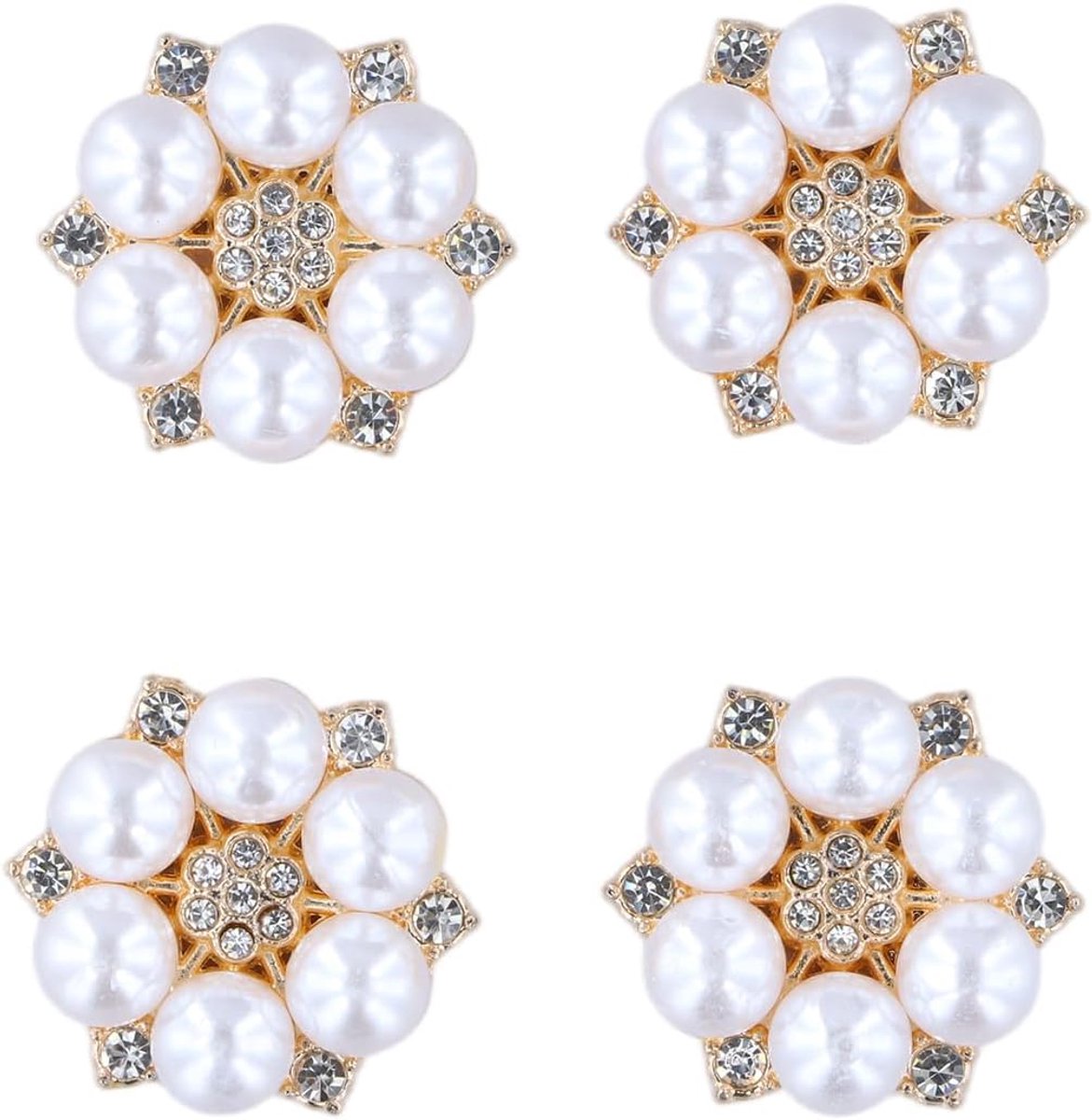 4 stuks strass-steentjes voor dames, afneembare buttoncovers, clip, decoratieve knoopafdekking, geschikt voor jurken, smokings en overhemdaccessoires (goud)