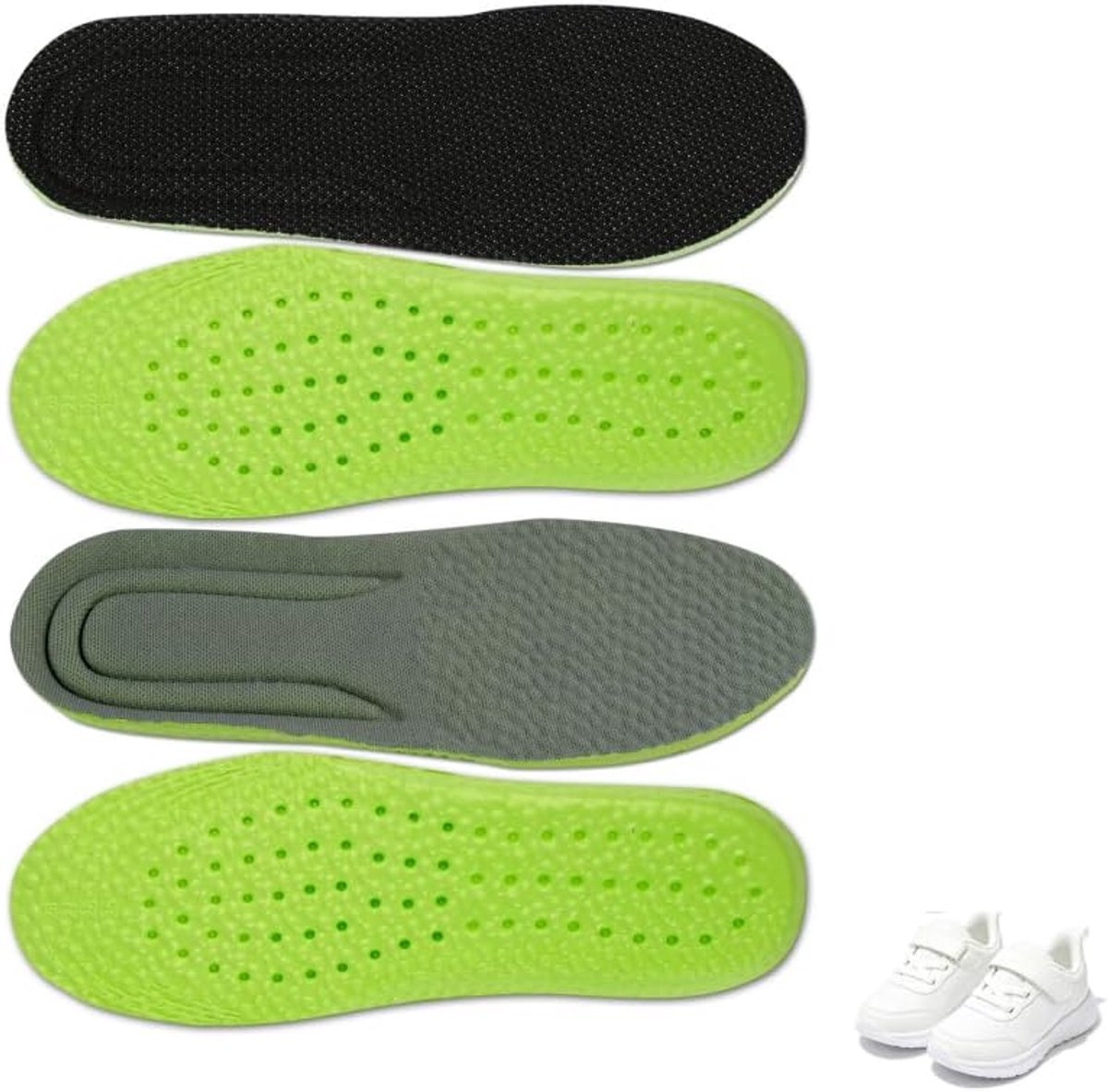 Inlegzolen voor kinderen, 2 paar op maat te snijden, voor te grote schoenen, ademend schuim, anti-zweet en anti-geurvulling, ideaal voor kinderen van 5-7 jaar