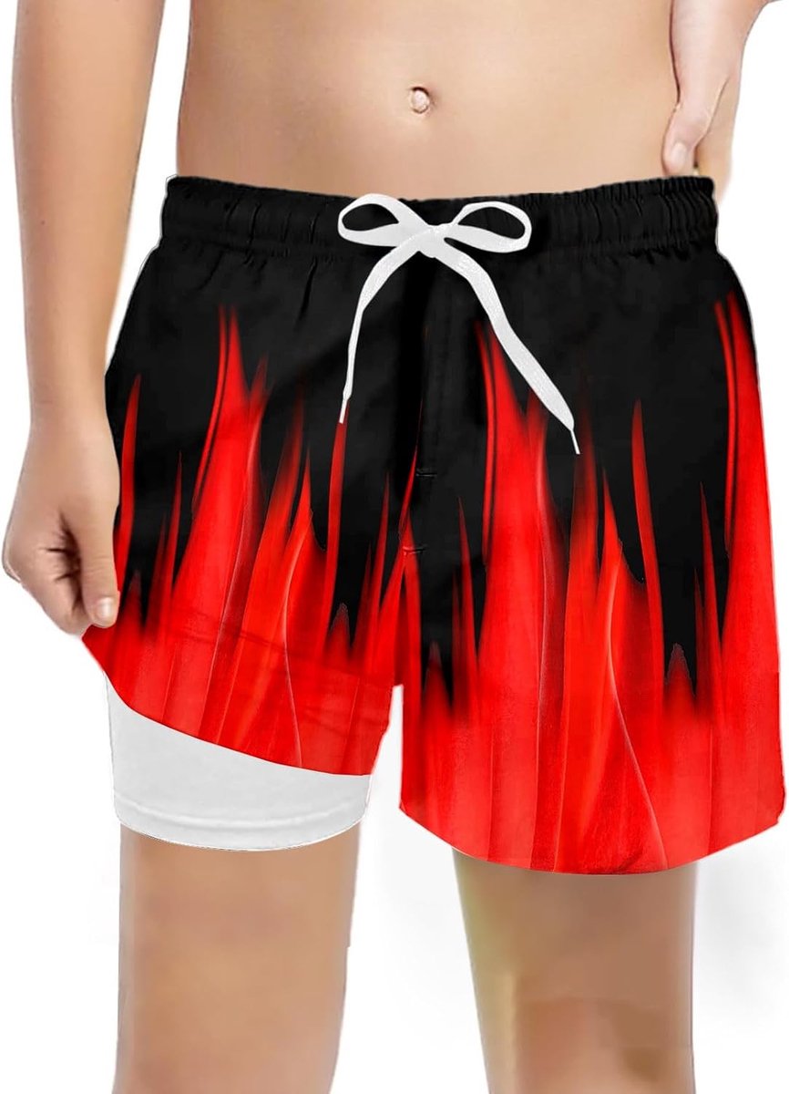 Casual zwembroek met compressievoering, stretchzwembroek, sneldrogend materiaal, ideaal voor zwembad, strand, elastische band, chloorbestendig, bescherming, comfortabele pasvorm voor actieve