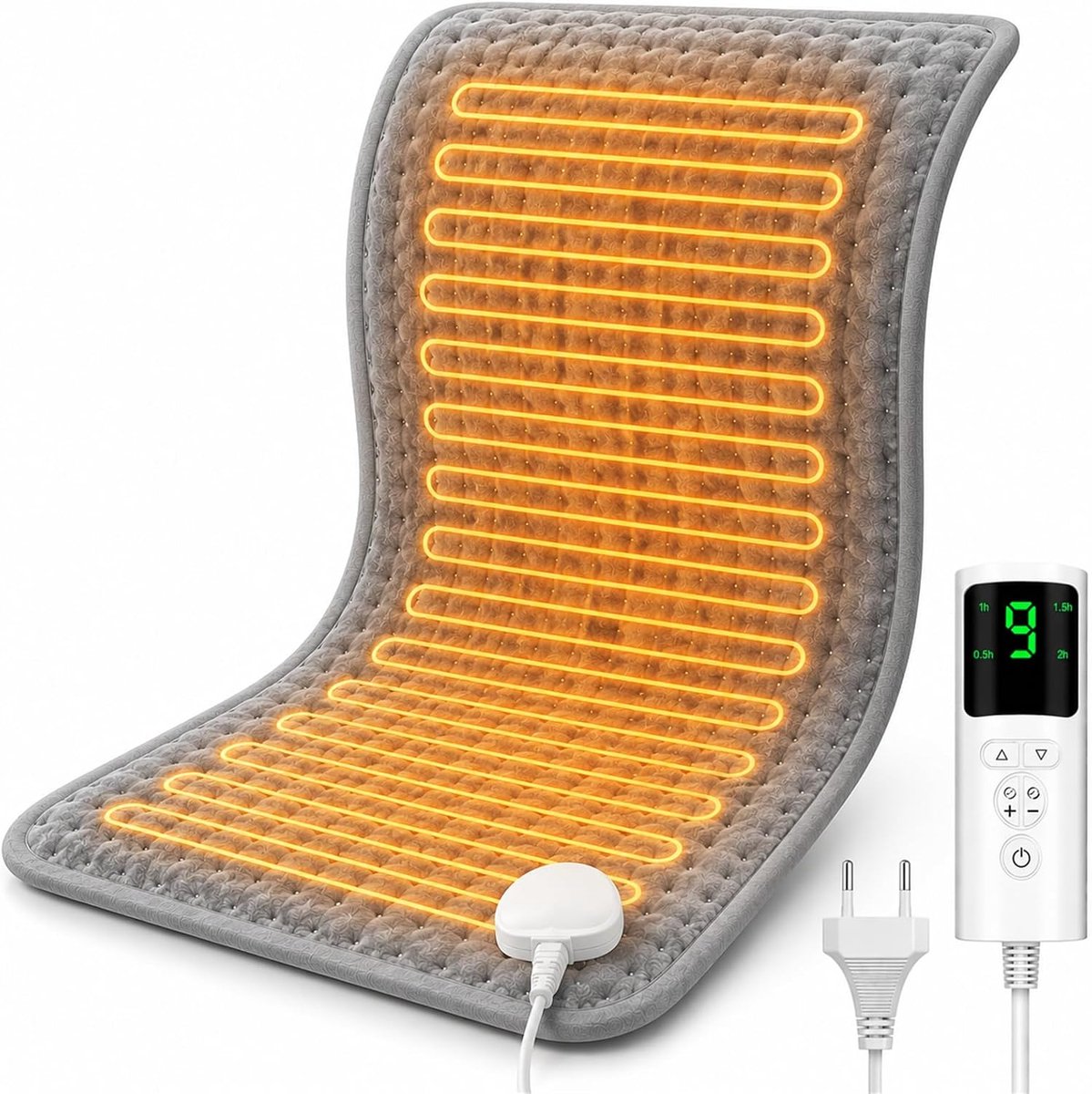 Elektrisch Verwarmingskussen 30x60cm – 9 Warmtestanden & 4 Timers | Snel Verwarmend | Pijnverlichting Rug & Schouder